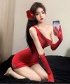 레드 시스루 드레스