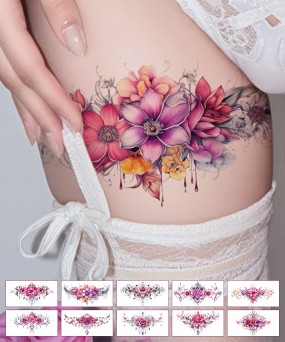 꽃타투 스티커 5장 세트 21x10cm